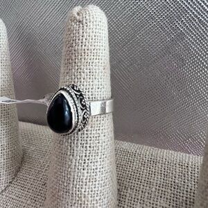 Black onyx sterling silver ring